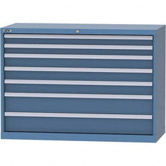 LISTA - 7 Drawer, 99 Compartment Bright Blue Steel Modular Storage Cabinet - USA Tool & Supply