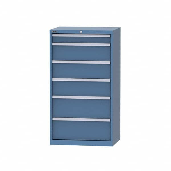 LISTA - 10 Drawer, 124 Compartment Bright Blue Steel Modular Storage Cabinet - USA Tool & Supply