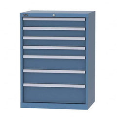 LISTA - 6 Drawer, 124 Compartment Bright Blue Steel Modular Storage Cabinet - USA Tool & Supply