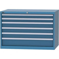 LISTA - 6 Drawer, 84 Compartment Bright Blue Steel Modular Storage Cabinet - USA Tool & Supply