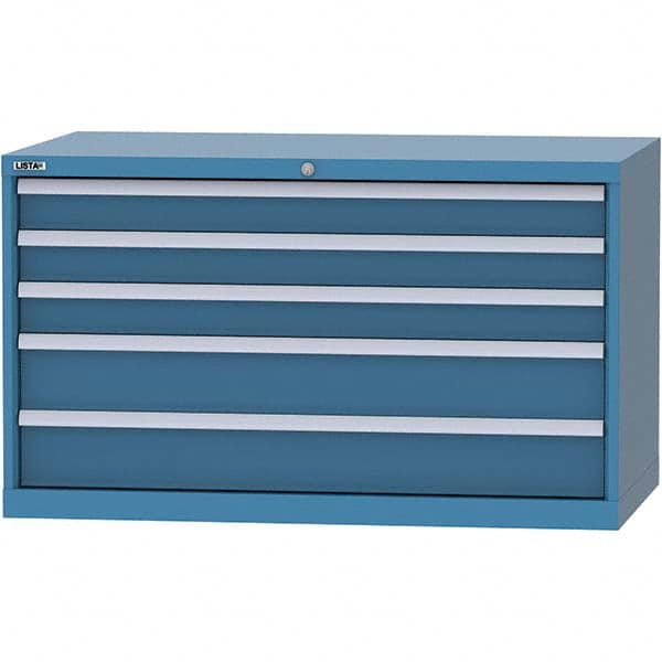 LISTA - 5 Drawer, 99 Compartment Bright Blue Steel Modular Storage Cabinet - USA Tool & Supply