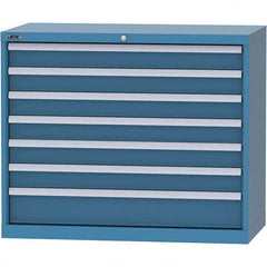 LISTA - 7 Drawer, 84 Compartment Bright Blue Steel Modular Storage Cabinet - USA Tool & Supply