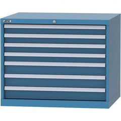 LISTA - 7 Drawer, 84 Compartment Bright Blue Steel Modular Storage Cabinet - USA Tool & Supply