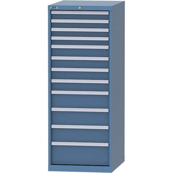LISTA - 12 Drawer, 99 Compartment Bright Blue Steel Modular Storage Cabinet - USA Tool & Supply