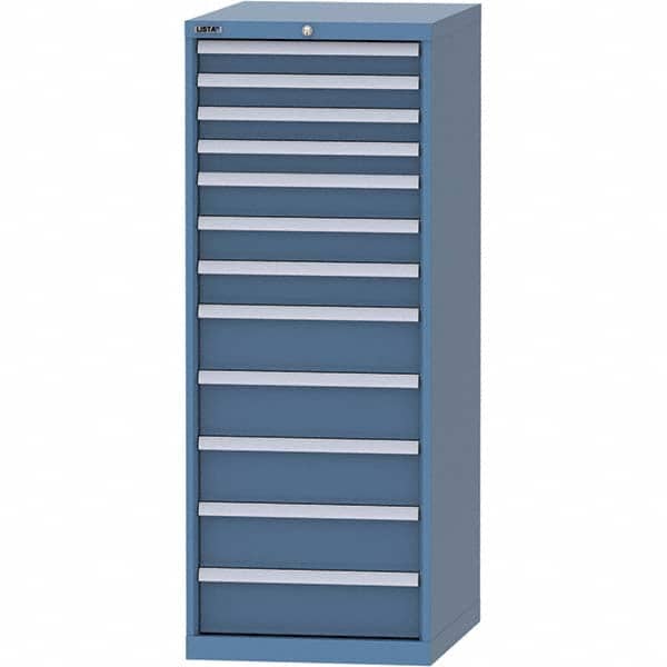 LISTA - 12 Drawer, 99 Compartment Bright Blue Steel Modular Storage Cabinet - USA Tool & Supply