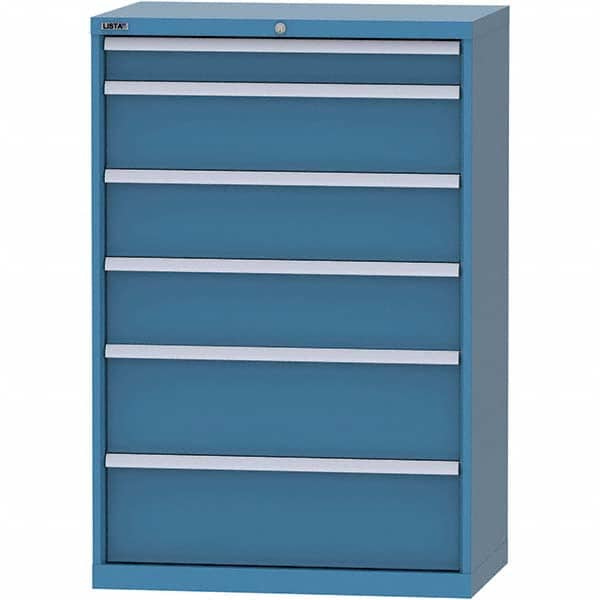 LISTA - 6 Drawer, 84 Compartment Bright Blue Steel Modular Storage Cabinet - USA Tool & Supply