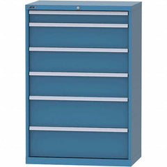 LISTA - 6 Drawer, 84 Compartment Bright Blue Steel Modular Storage Cabinet - USA Tool & Supply