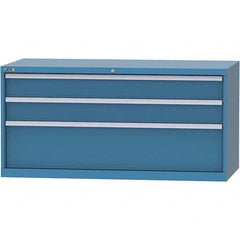 LISTA - 3 Drawer, 84 Compartment Bright Blue Steel Modular Storage Cabinet - USA Tool & Supply