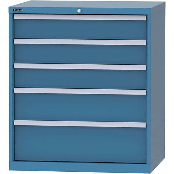 LISTA - 5 Drawer, 84 Compartment Bright Blue Steel Modular Storage Cabinet - USA Tool & Supply