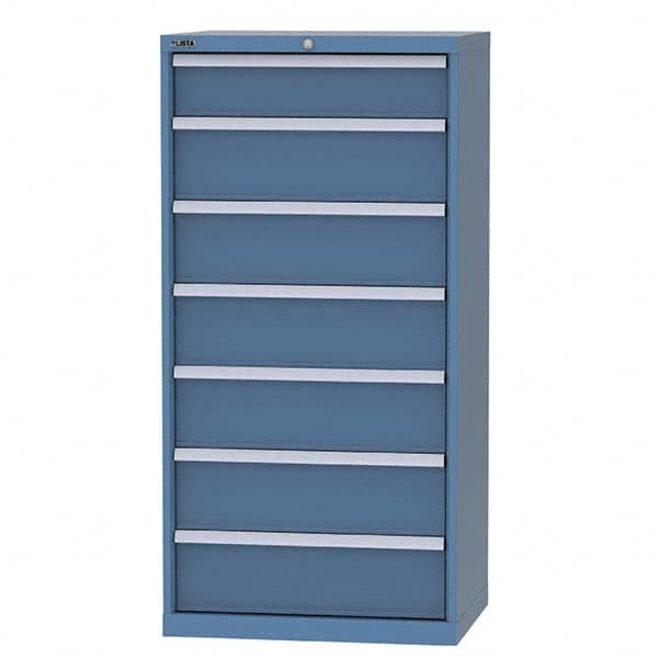 LISTA - 6 Drawer, 124 Compartment Bright Blue Steel Modular Storage Cabinet - USA Tool & Supply