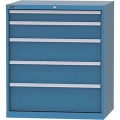 LISTA - 5 Drawer, 84 Compartment Bright Blue Steel Modular Storage Cabinet - USA Tool & Supply
