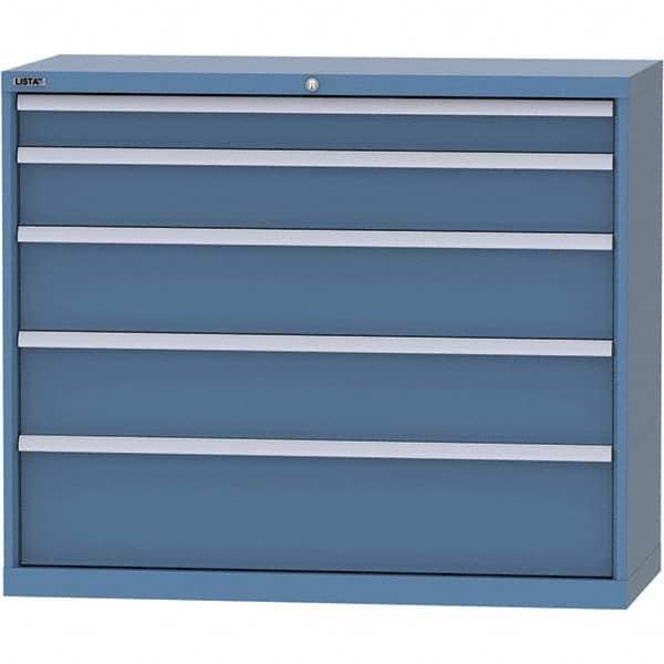 LISTA - 5 Drawer, 99 Compartment Bright Blue Steel Modular Storage Cabinet - USA Tool & Supply