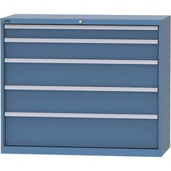 LISTA - 5 Drawer, 99 Compartment Bright Blue Steel Modular Storage Cabinet - USA Tool & Supply