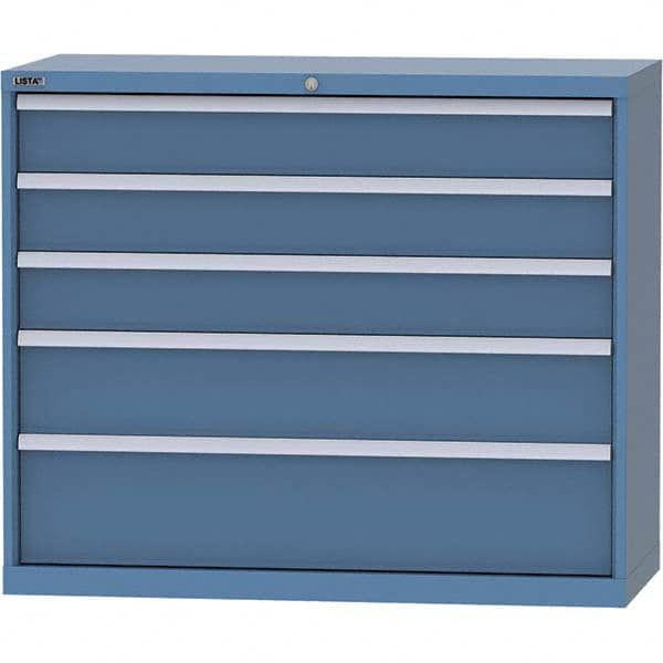 LISTA - 5 Drawer, 99 Compartment Bright Blue Steel Modular Storage Cabinet - USA Tool & Supply