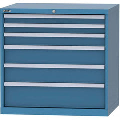 LISTA - 6 Drawer, 84 Compartment Bright Blue Steel Modular Storage Cabinet - USA Tool & Supply