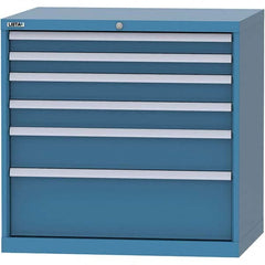 LISTA - 6 Drawer, 84 Compartment Bright Blue Steel Modular Storage Cabinet - USA Tool & Supply