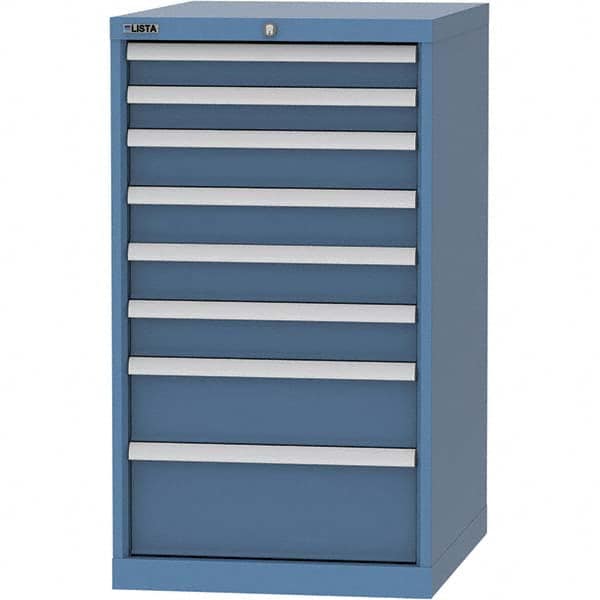 LISTA - 8 Drawer, 99 Compartment Bright Blue Steel Modular Storage Cabinet - USA Tool & Supply