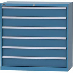 LISTA - 6 Drawer, 84 Compartment Bright Blue Steel Modular Storage Cabinet - USA Tool & Supply