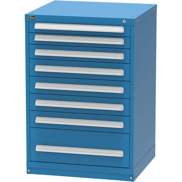 Vidmar - 8 Drawer, 124 Compartment Bright Blue Steel Modular Storage Cabinet - USA Tool & Supply