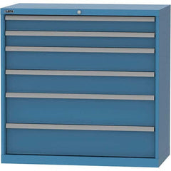 LISTA - 6 Drawer, 84 Compartment Bright Blue Steel Modular Storage Cabinet - USA Tool & Supply
