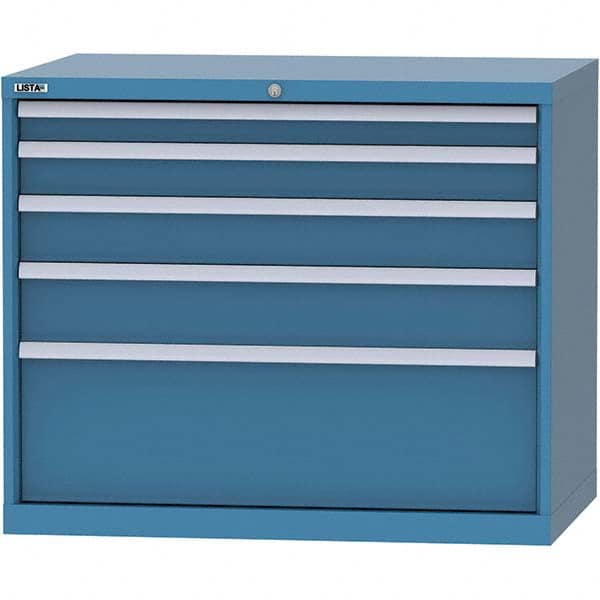 LISTA - 5 Drawer, 99 Compartment Bright Blue Steel Modular Storage Cabinet - USA Tool & Supply