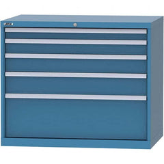 LISTA - 5 Drawer, 99 Compartment Bright Blue Steel Modular Storage Cabinet - USA Tool & Supply