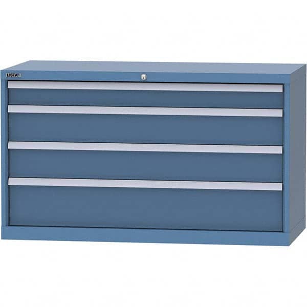 LISTA - 4 Drawer, 99 Compartment Bright Blue Steel Modular Storage Cabinet - USA Tool & Supply
