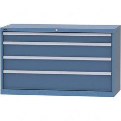 LISTA - 4 Drawer, 99 Compartment Bright Blue Steel Modular Storage Cabinet - USA Tool & Supply