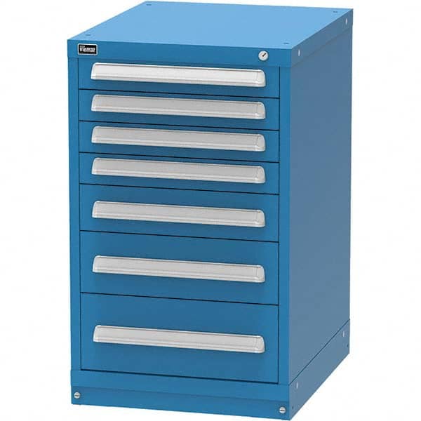 Vidmar - 7 Drawer, 45 Compartment Bright Blue Steel Modular Storage Cabinet - USA Tool & Supply