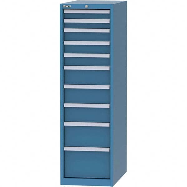 LISTA - 10 Drawer, 45 Compartment Bright Blue Steel Modular Storage Cabinet - USA Tool & Supply