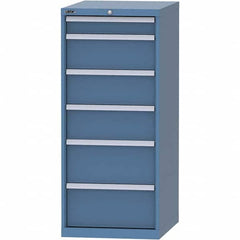 LISTA - 6 Drawer, 99 Compartment Bright Blue Steel Modular Storage Cabinet - USA Tool & Supply
