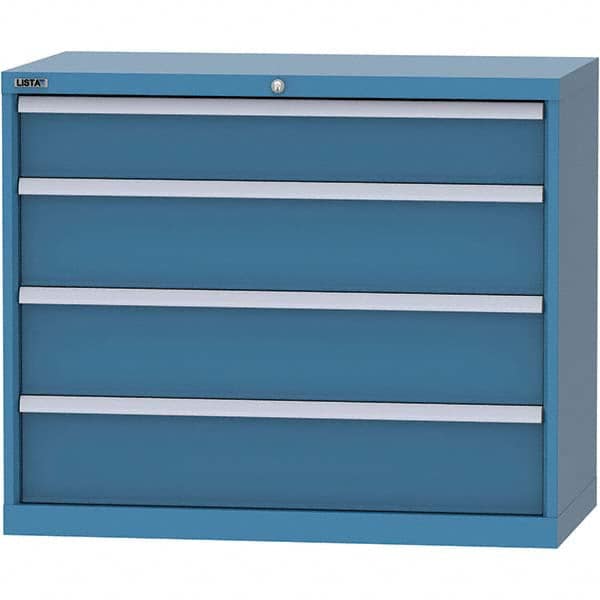 LISTA - 4 Drawer, 84 Compartment Bright Blue Steel Modular Storage Cabinet - USA Tool & Supply