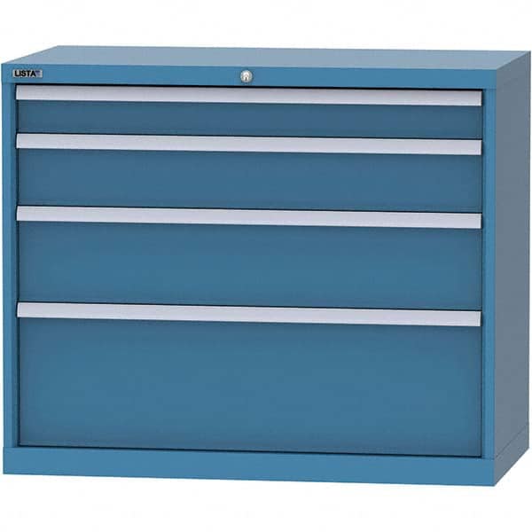 LISTA - 4 Drawer, 84 Compartment Bright Blue Steel Modular Storage Cabinet - USA Tool & Supply