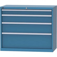 LISTA - 4 Drawer, 84 Compartment Bright Blue Steel Modular Storage Cabinet - USA Tool & Supply