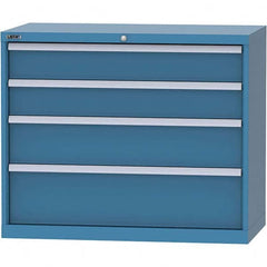 LISTA - 4 Drawer, 84 Compartment Bright Blue Steel Modular Storage Cabinet - USA Tool & Supply