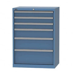 LISTA - 6 Drawer, 124 Compartment Bright Blue Steel Modular Storage Cabinet - USA Tool & Supply