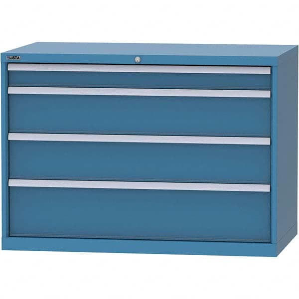 LISTA - 4 Drawer, 99 Compartment Bright Blue Steel Modular Storage Cabinet - USA Tool & Supply