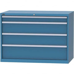 LISTA - 4 Drawer, 99 Compartment Bright Blue Steel Modular Storage Cabinet - USA Tool & Supply