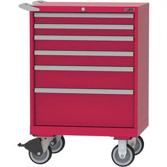 LISTA - 6 Drawer, 124 Compartment Red Steel Modular Storage Cabinet - USA Tool & Supply