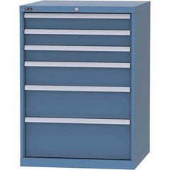 LISTA - 6 Drawer, 45 Compartment Bright Blue Steel Modular Storage Cabinet - USA Tool & Supply