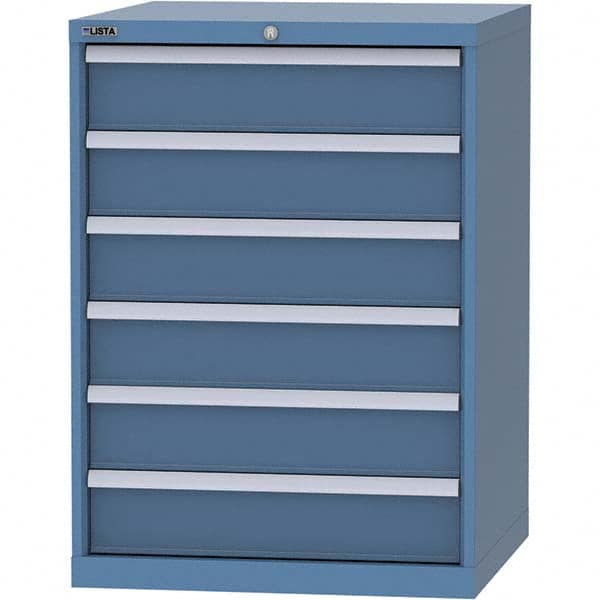 LISTA - 6 Drawer, 45 Compartment Bright Blue Steel Modular Storage Cabinet - USA Tool & Supply