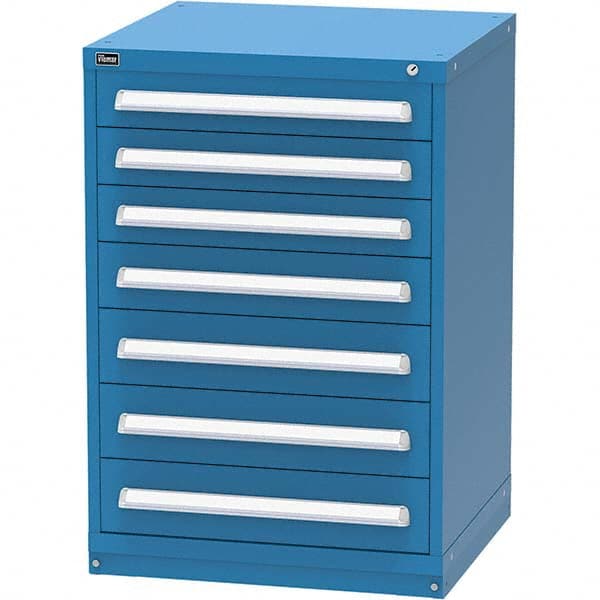 Vidmar - 7 Drawer, 124 Compartment Bright Blue Steel Modular Storage Cabinet - USA Tool & Supply