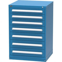 Vidmar - 7 Drawer, 124 Compartment Bright Blue Steel Modular Storage Cabinet - USA Tool & Supply