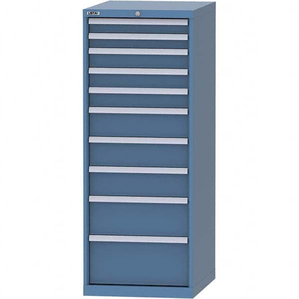 LISTA - 10 Drawer, 99 Compartment Bright Blue Steel Modular Storage Cabinet - USA Tool & Supply