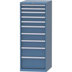 LISTA - 10 Drawer, 99 Compartment Bright Blue Steel Modular Storage Cabinet - USA Tool & Supply