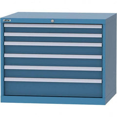 LISTA - 6 Drawer, 84 Compartment Bright Blue Steel Modular Storage Cabinet - USA Tool & Supply