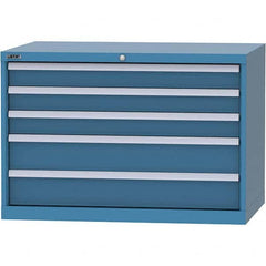 LISTA - 5 Drawer, 84 Compartment Bright Blue Steel Modular Storage Cabinet - USA Tool & Supply