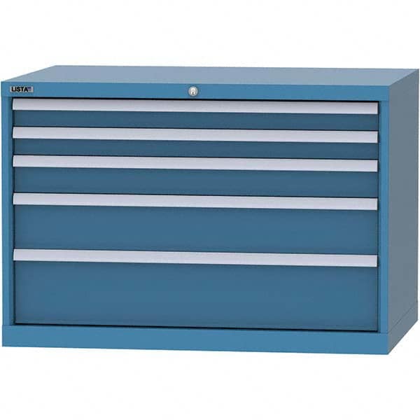 LISTA - 5 Drawer, 84 Compartment Bright Blue Steel Modular Storage Cabinet - USA Tool & Supply