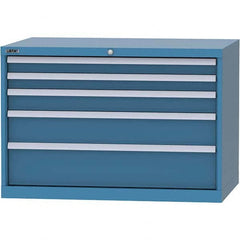LISTA - 5 Drawer, 84 Compartment Bright Blue Steel Modular Storage Cabinet - USA Tool & Supply
