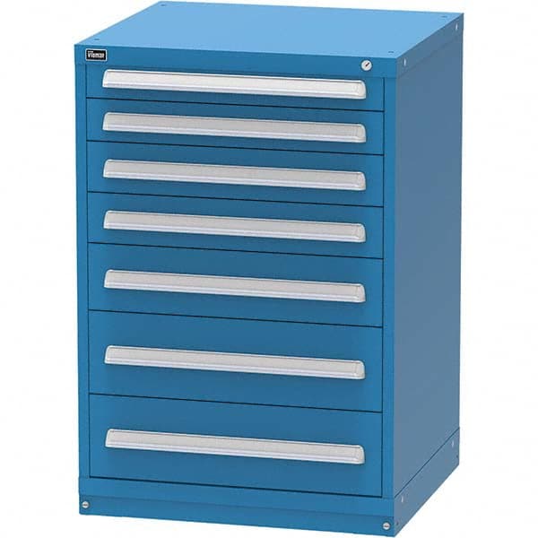 Vidmar - 7 Drawer, 45 Compartment Bright Blue Steel Modular Storage Cabinet - USA Tool & Supply